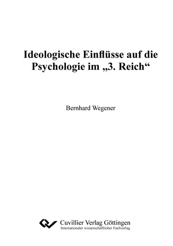 Ideologische Einflüsse auf die Psychologie im "3.Reich"